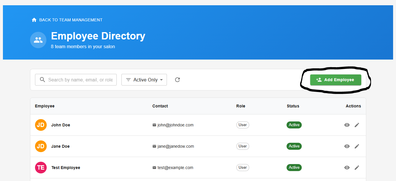 Add employee form