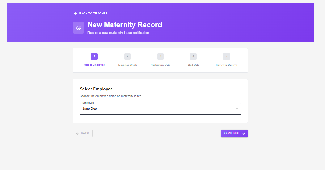 Maternity — add new record form